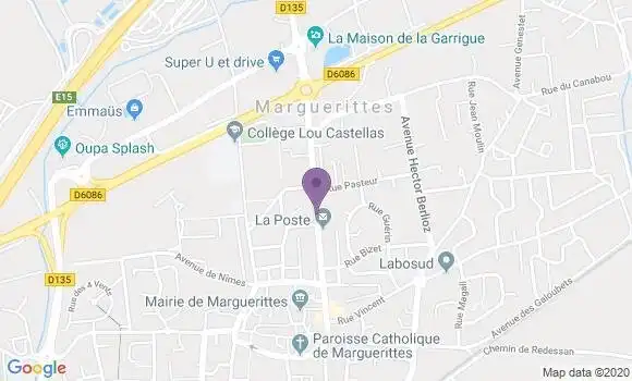 Localisation Banque Postale Agence de Marguerittes