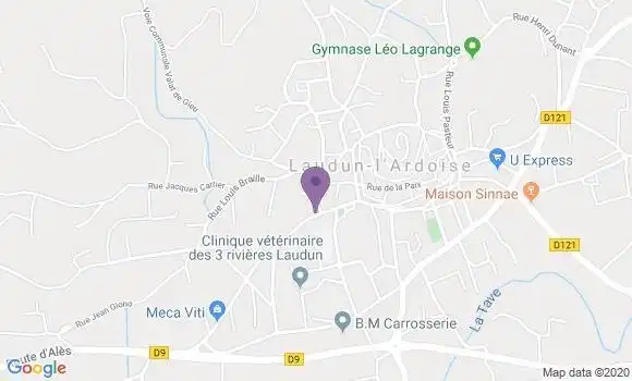 Localisation Banque Postale Agence de Laudun l