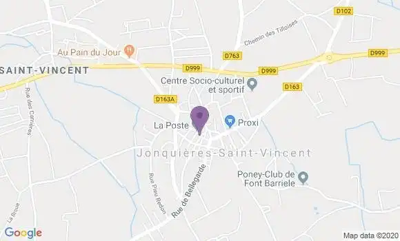 Localisation Banque Postale Agence de Jonquières Saint Vincent