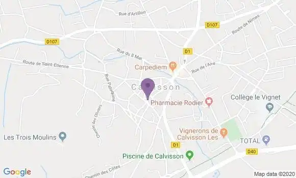 Localisation Banque Postale Agence de Calvisson