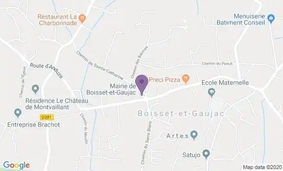 Localisation Banque Postale Agence de Boisset et Gaujac