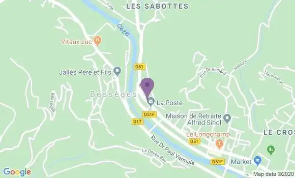 Localisation Banque Postale Agence de Bessèges