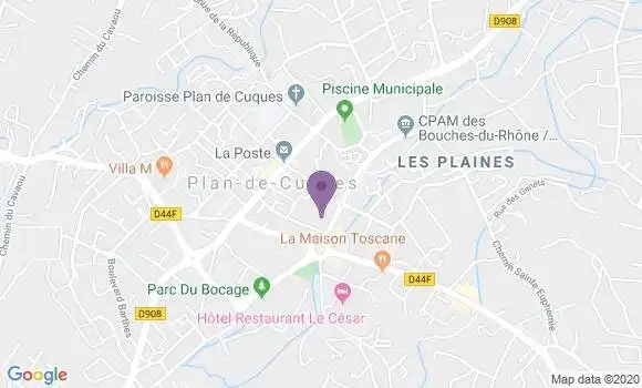 Localisation Société Générale Agence de Plan de Cuques