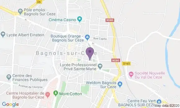 Localisation Banque Postale Agence de Bagnols sur Cèze