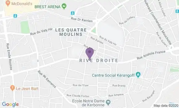 Localisation Banque Postale Agence de Brest 4 Moulins
