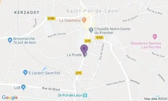 Localisation Banque Postale Agence de Saint Pol de Léon