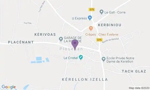 Localisation Banque Postale Agence de Plouénan