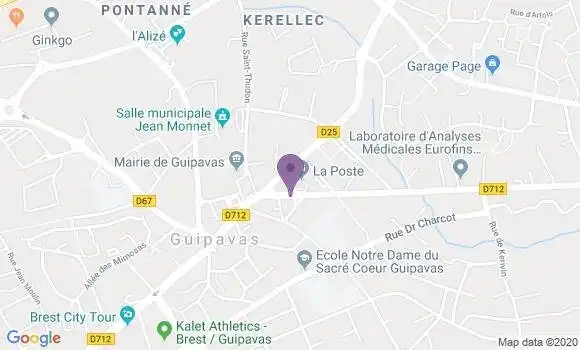 Localisation Banque Postale Agence de Guipavas