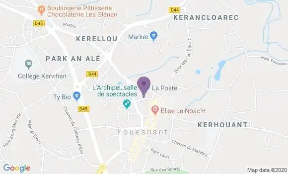 Localisation Banque Postale Agence de Fouesnant