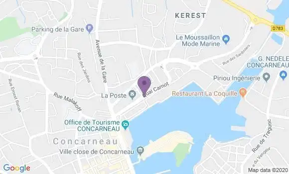 Localisation Banque Postale Agence de Concarneau