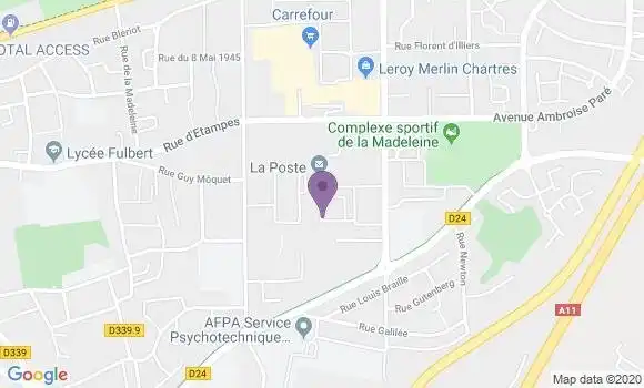 Localisation Banque Postale Agence de Chartres la Madeleine