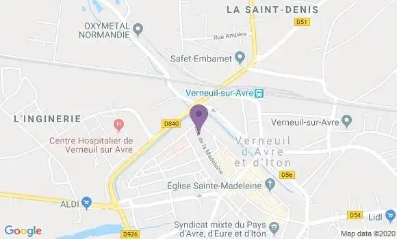 Localisation Banque Postale Agence de Verneuil sur Avre