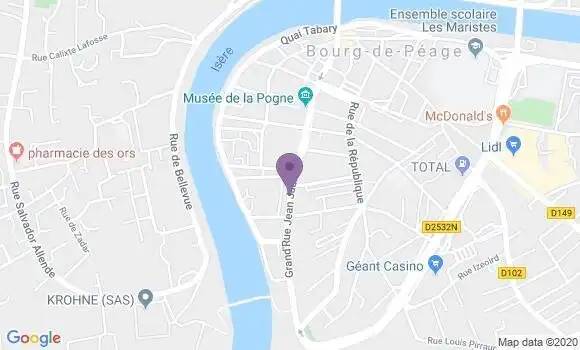 Localisation Banque Postale Agence de Bourg de Péage