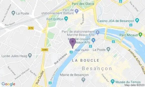 Localisation Banque Postale Agence de Besançon Battant