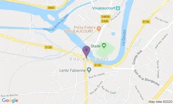Localisation Banque Postale Agence de Voujeaucourt