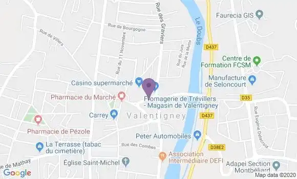 Localisation Banque Postale Agence de Valentigney