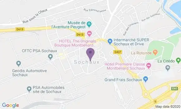 Localisation Banque Postale Agence de Sochaux