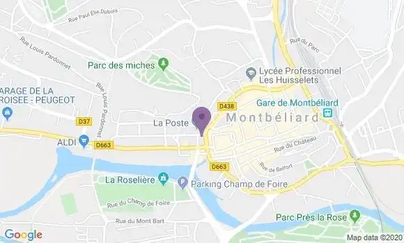 Localisation Banque Postale Agence de Montbéliard