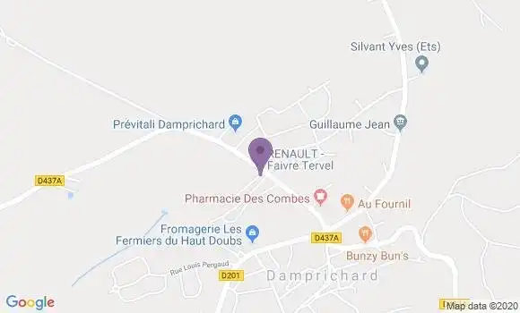 Localisation Banque Postale Agence de Damprichard