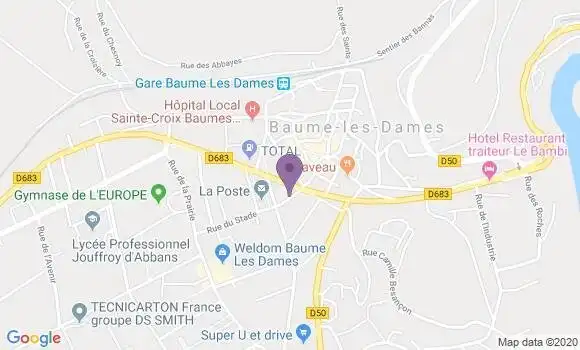 Localisation Banque Postale Agence de Baume les Dames