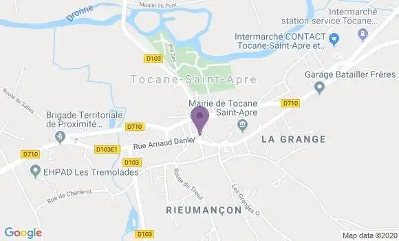 Localisation Banque Postale Agence de Tocane Saint Apre
