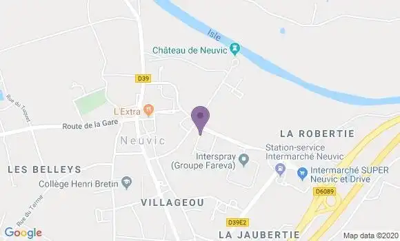 Localisation Banque Postale Agence de Neuvic
