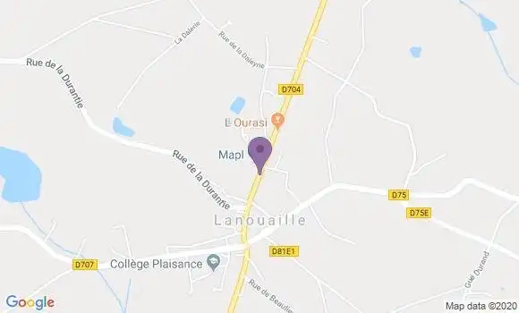 Localisation Banque Postale Agence de Lanouaille