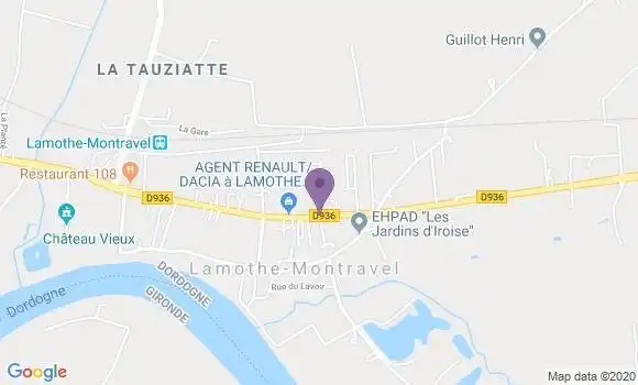 Localisation Banque Postale Agence de Lamothe Montravel