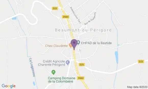 Localisation Banque Postale Agence de Beaumont du Périgord