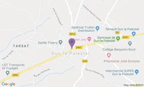 Localisation Banque Postale Agence de Dun le Palestel