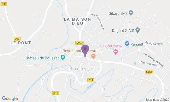 Localisation Banque Postale Agence de Boussac