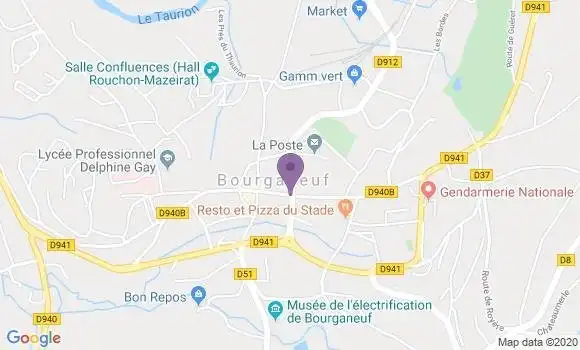 Localisation Banque Postale Agence de Bourganeuf