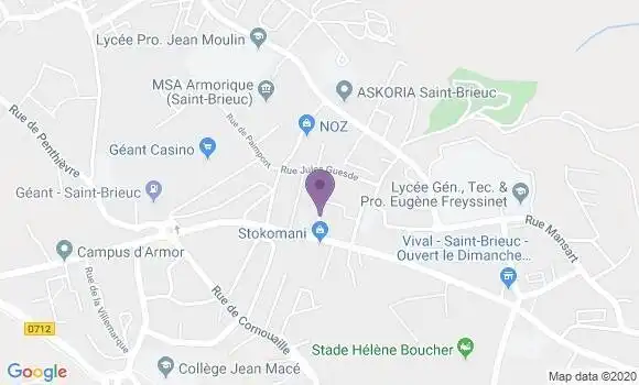 Localisation Banque Postale Agence de Saint Brieuc Atlantique