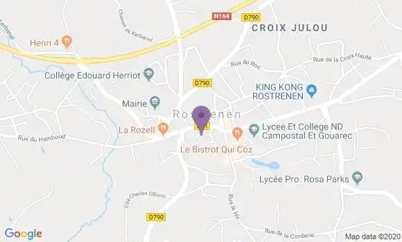 Localisation Banque Postale Agence de Rostrenen