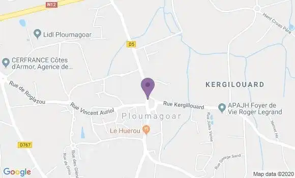 Localisation Banque Postale Agence de Ploumagoar