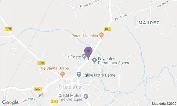 Localisation Banque Postale Agence de Plouaret