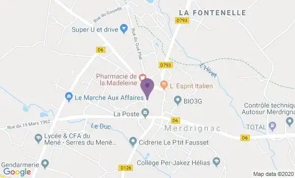 Localisation Banque Postale Agence de Merdrignac