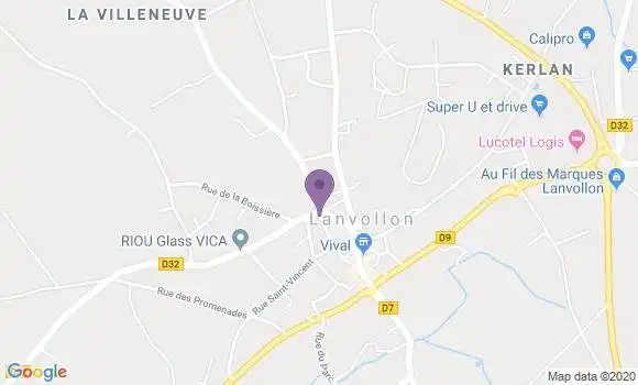 Localisation Banque Postale Agence de Lanvollon