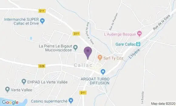 Localisation Banque Postale Agence de Callac de Bretagne