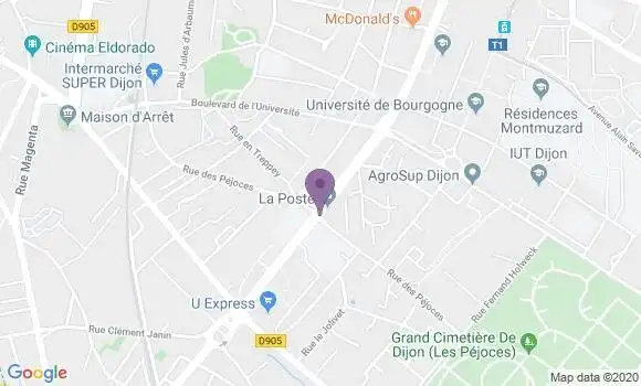 Localisation Banque Postale Agence de Dijon Mansard