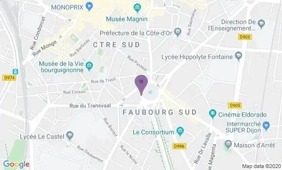 Localisation Banque Postale Agence de Dijon Quartier du Parc
