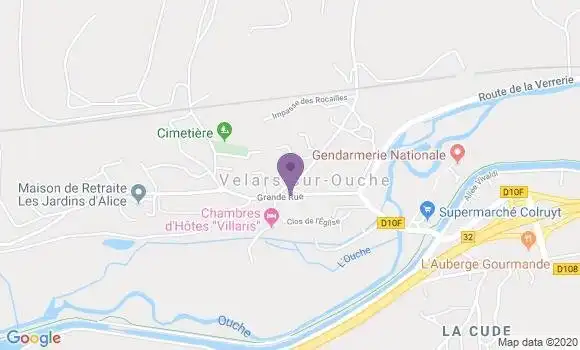 Localisation Banque Postale Agence de Velars sur Ouche