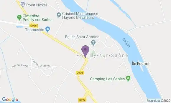 Localisation Banque Postale Agence de Pouilly sur Saône