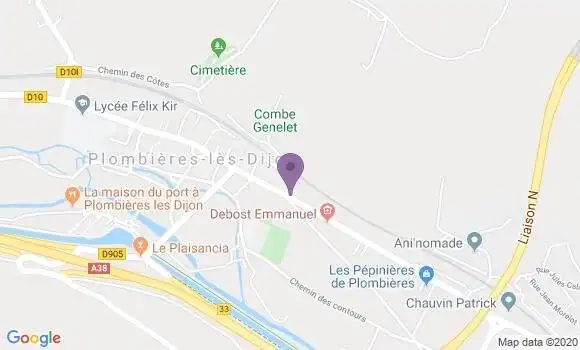Localisation Banque Postale Agence de Plombières lès Dijon