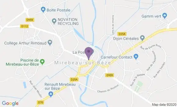 Localisation Banque Postale Agence de Mirebeau sur Bèze