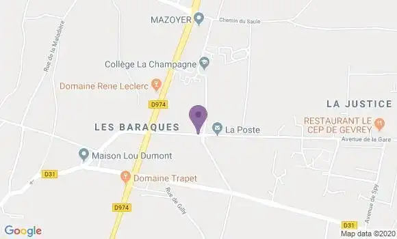 Localisation Banque Postale Agence de Gevrey Chambertin