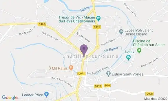 Localisation Banque Postale Agence de Châtillon sur Seine