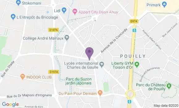Localisation Banque Postale Agence de Dijon Quartiers de Pouilly