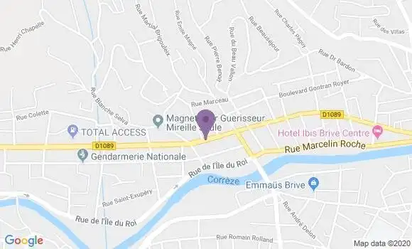 Localisation Banque Postale Agence de Brive la Gaillarde Rosiers