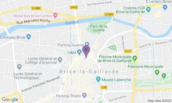 Localisation Banque Postale Agence de Brive la Gaillarde Anatole France